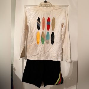 Gymboree white rash guard and swim suit bottom